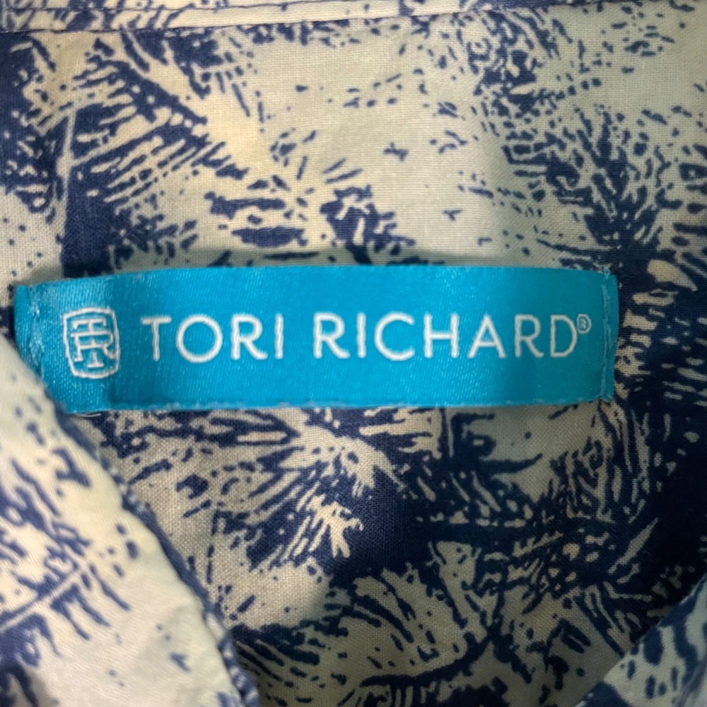 Tori Richard Hawaiian Shirt Mens M Cotton‎ Lawn Palm Tree Made In USA Resortwear - Picture 2 of 9